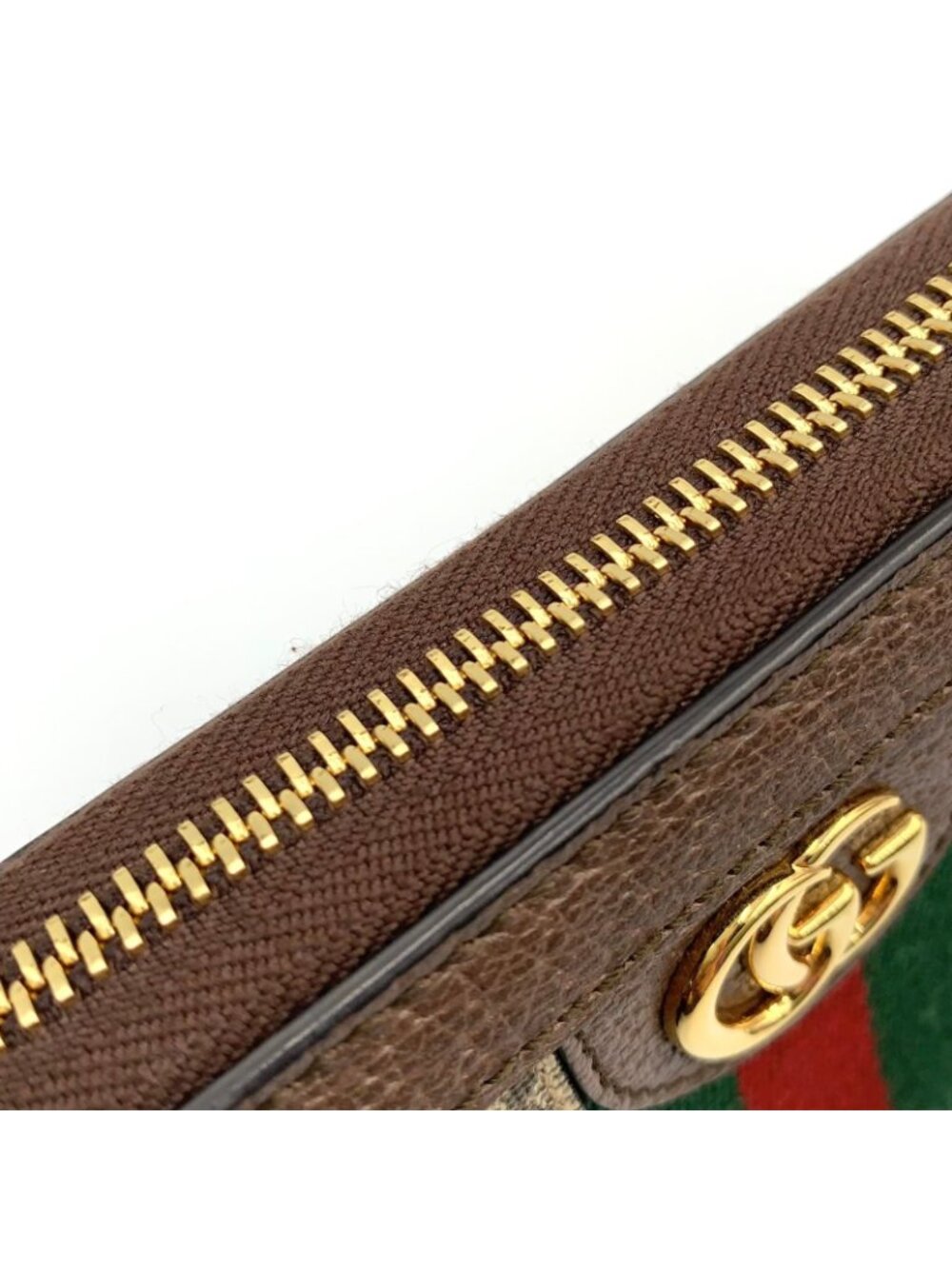 Gucci Ophidia Zip Around Leather Brown Beige Wallet Gold - Picture 14 of 15
